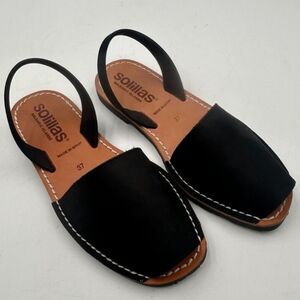 SOLILLAS Black Leather Sandals 40 EUC